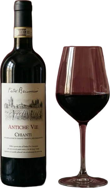 CHIANTI · Antiche Vie wine, bottle and glass