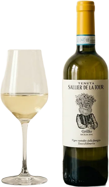 GRILLO · Sallier de la Tour wine, bottle and glass