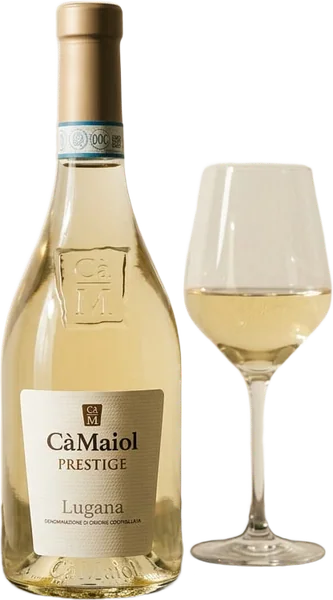 LUGANA · Prestige wine, bottle and glass